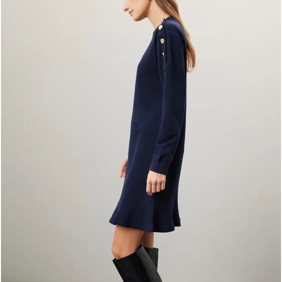 Derek Lam Blue Sweatshirt Mini Dress SMALL Oversized Comfy Preppy Designer $295 - Picture 1 of 10